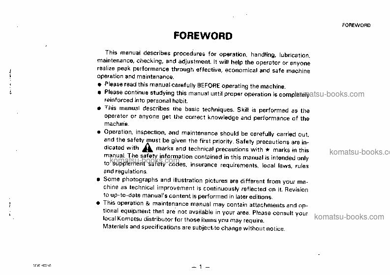 Komatsu wa350-1jpn Manual de operação capa Página 2 Komatsu wa350-1jpn Manual de operação capa Página 2