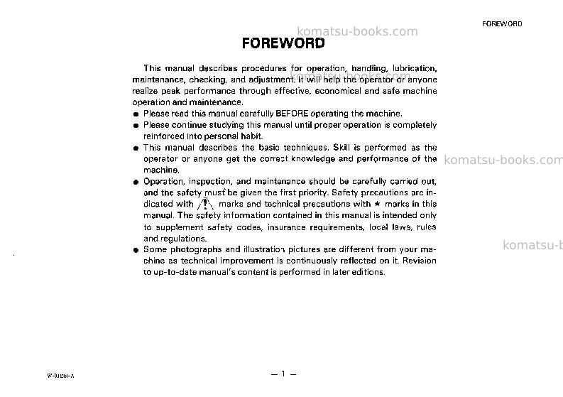 Komatsu wa450-1jpn-c spec Operation manual cover Page 2 Komatsu wa450-1jpn-c spec Operation manual cover Page 2