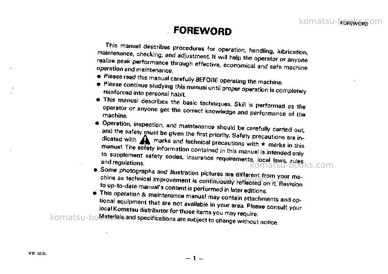 Komatsu wa800-2jpn Operation manual cover Page 2 Komatsu wa800-2jpn Operation manual cover Page 2