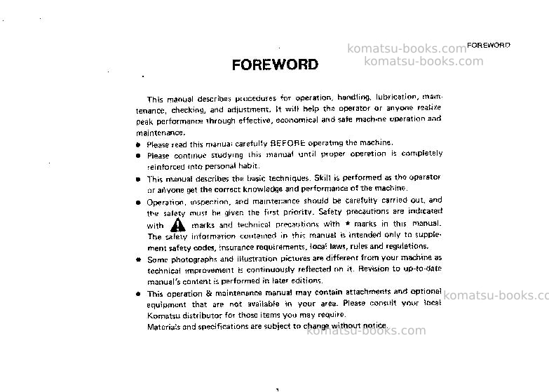 Komatsu hd325-5jpn Operation manual cover Page 2