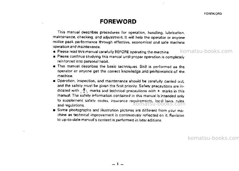 Komatsu hd205-3jpn Operation manual cover Page 2 Komatsu hd205-3jpn Operation manual cover Page 2