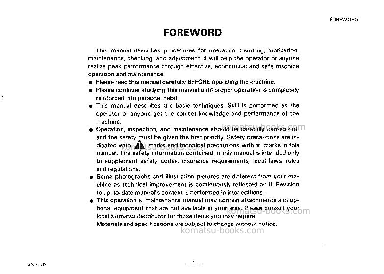Komatsu hd205-3jpn Operation manual cover Page 2