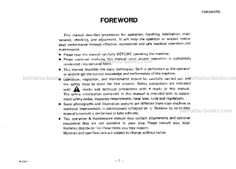 Komatsu hd465-3jpn Operation manual cover Page 2 Komatsu hd465-3jpn Operation manual cover Page 2