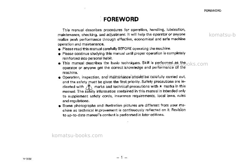 Komatsu hd785-2jpn--40c degree Operation manual cover Page 2