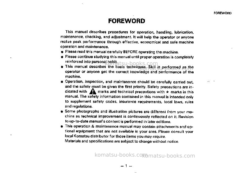 Komatsu eg275-2jpn Operation manual cover Page 2 Komatsu eg275-2jpn Operation manual cover Page 2