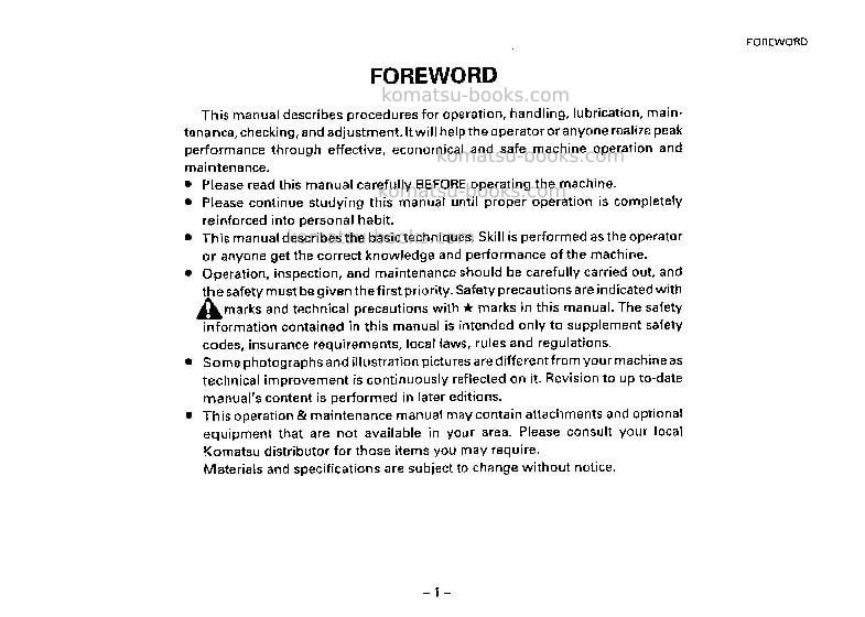 Komatsu eg400b-2jpn Operation manual cover Page 2 Komatsu eg400b-2jpn Operation manual cover Page 2