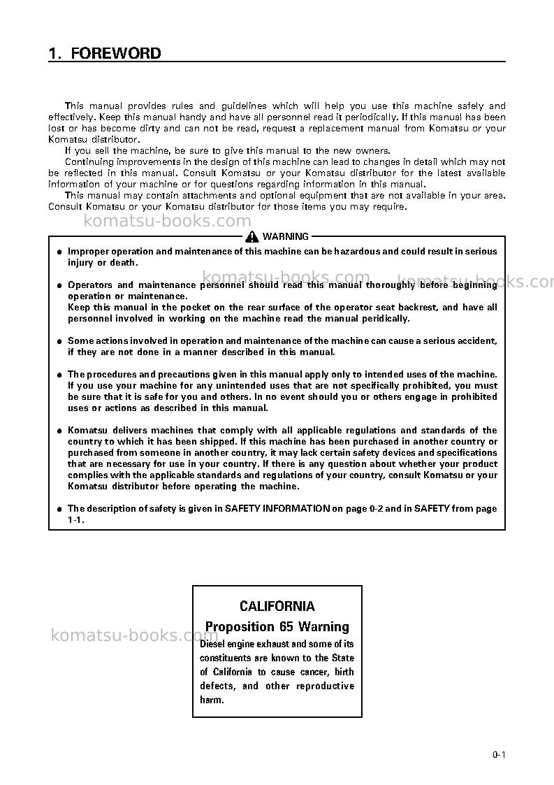 Komatsu pc400lc-6jpn-pipe looper spec, excel Operation manual cover Page 2 Komatsu pc400lc-6jpn-pipe looper spec, excel Operation manual cover Page 2
