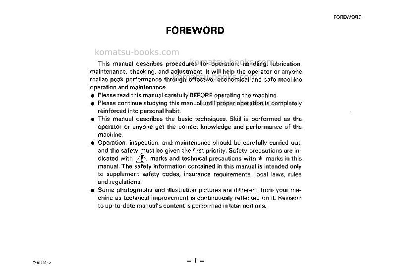 Komatsu ec50z-5jpn Operation manual cover Page 2 Komatsu ec50z-5jpn Operation manual cover Page 2