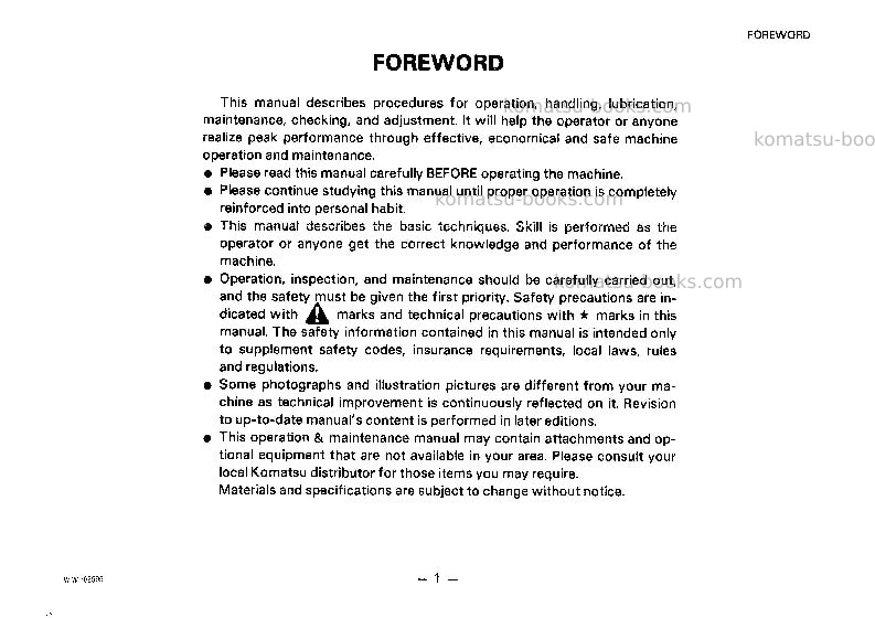 Komatsu ec35zsb-2jpn Operation manual cover Page 2 Komatsu ec35zsb-2jpn Operation manual cover Page 2