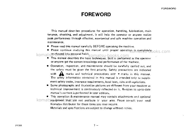 Komatsu ec210z-1jpn Operation manual cover Page 2