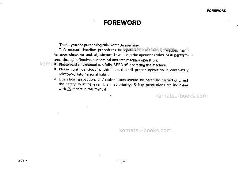 Komatsu d20a-5jpn Operation manual cover Page 2 Komatsu d20a-5jpn Operation manual cover Page 2
