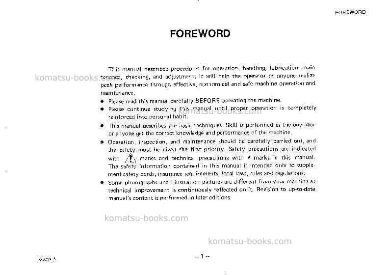 Komatsu d21q-5jpn Operation manual cover Page 2 Komatsu d21q-5jpn Operation manual cover Page 2