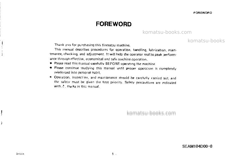 Komatsu d21pl-5jpn Operation manual cover Page 2 Komatsu d21pl-5jpn Operation manual cover Page 2