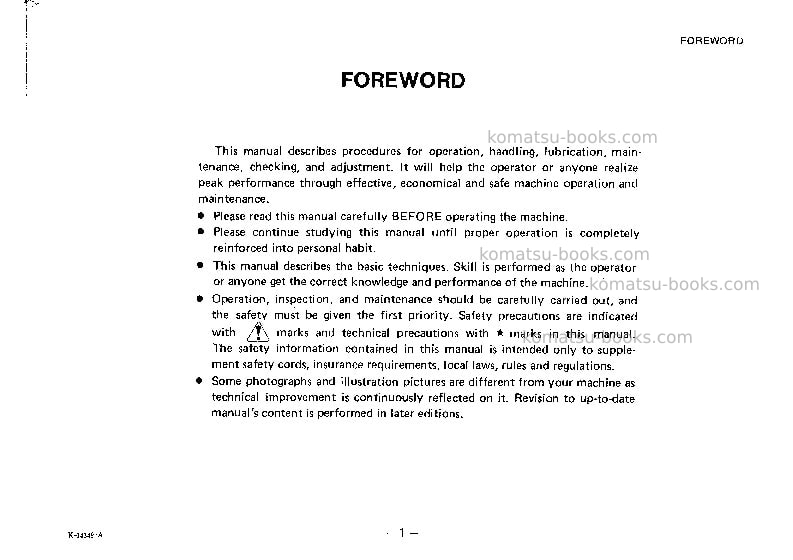 Komatsu d21p-5jpn-power angle & tilt dozer Operation manual cover Page 2 Komatsu d21p-5jpn-power angle & tilt dozer Operation manual cover Page 2