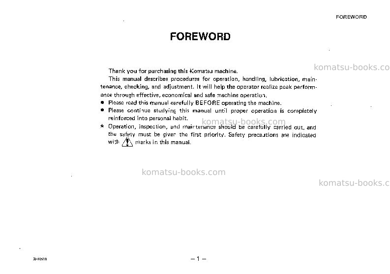 Komatsu d50a-16jpn Operation manual cover Page 2 Komatsu d50a-16jpn Operation manual cover Page 2