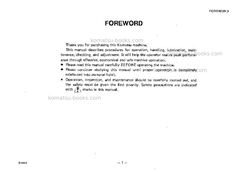 Komatsu d50s-16jpn Operation manual cover Page 2