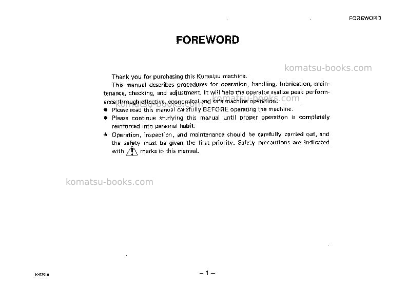 Komatsu d50pl-16jpn Operation manual cover Page 2 Komatsu d50pl-16jpn Operation manual cover Page 2