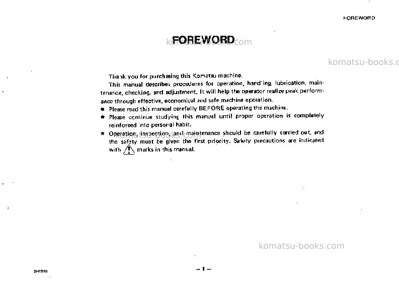 Komatsu d65e-6jpn Operation manual cover Page 2 Komatsu d65e-6jpn Operation manual cover Page 2