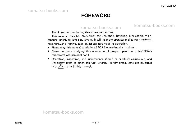 Komatsu d75s-3jpn Operation manual cover Page 2