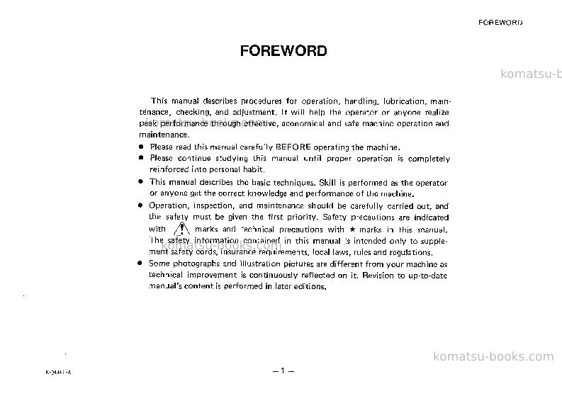 Komatsu d65s-7jpn Operation manual cover Page 2 Komatsu d65s-7jpn Operation manual cover Page 2