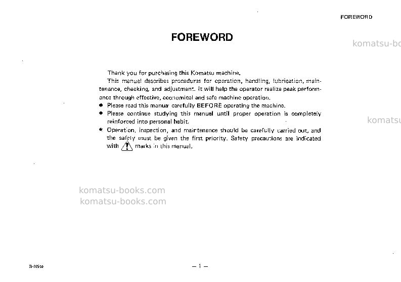 Komatsu d80e-18jpn Operation manual cover Page 2 Komatsu d80e-18jpn Operation manual cover Page 2