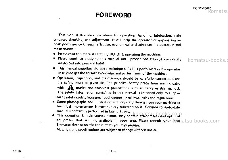 Komatsu d95s-2jpn Operation manual cover Page 2