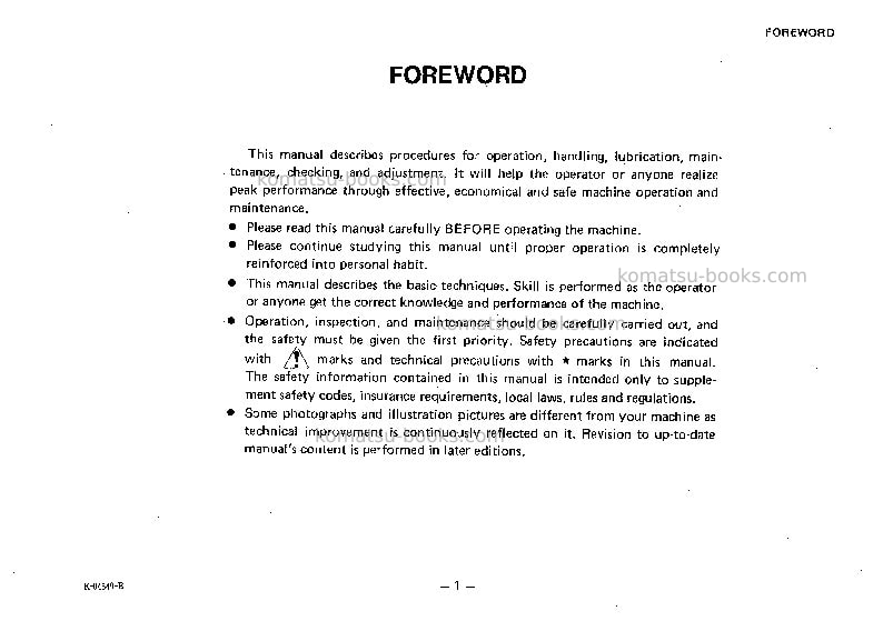 Komatsu d155c-1jpn Operation manual cover Page 2 Komatsu d155c-1jpn Operation manual cover Page 2