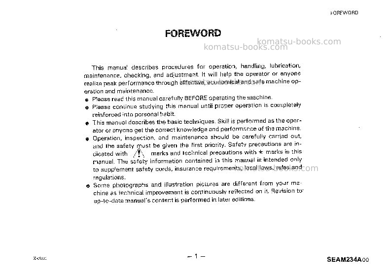Komatsu gd705a-3jpn Operation manual cover Page 2 Komatsu gd705a-3jpn Operation manual cover Page 2