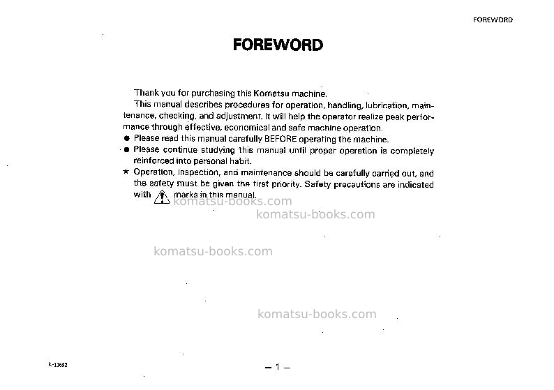Komatsu gd200a-1jpn Operation manual cover Page 2 Komatsu gd200a-1jpn Operation manual cover Page 2