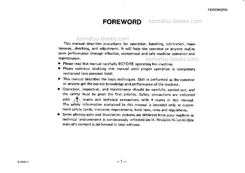 Komatsu gd505r-2jpn Operation manual cover Page 2 Komatsu gd505r-2jpn Operation manual cover Page 2