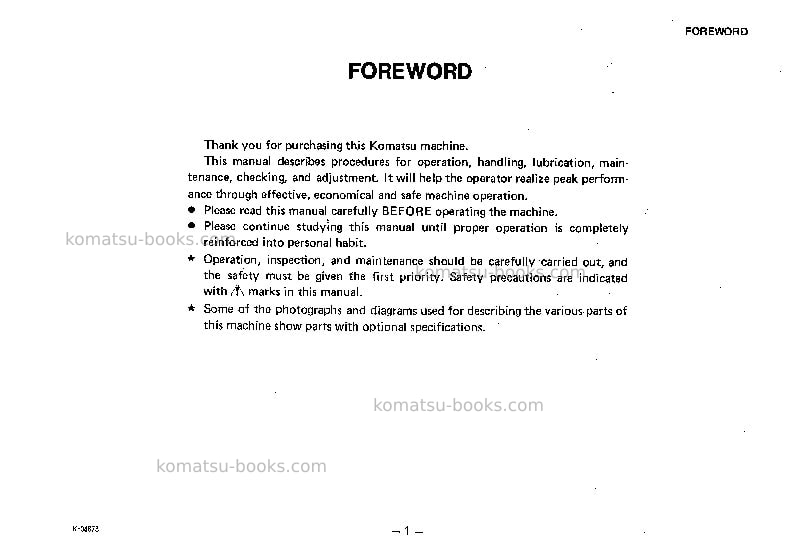 Komatsu gd500r-2jpn Operation manual cover Page 2