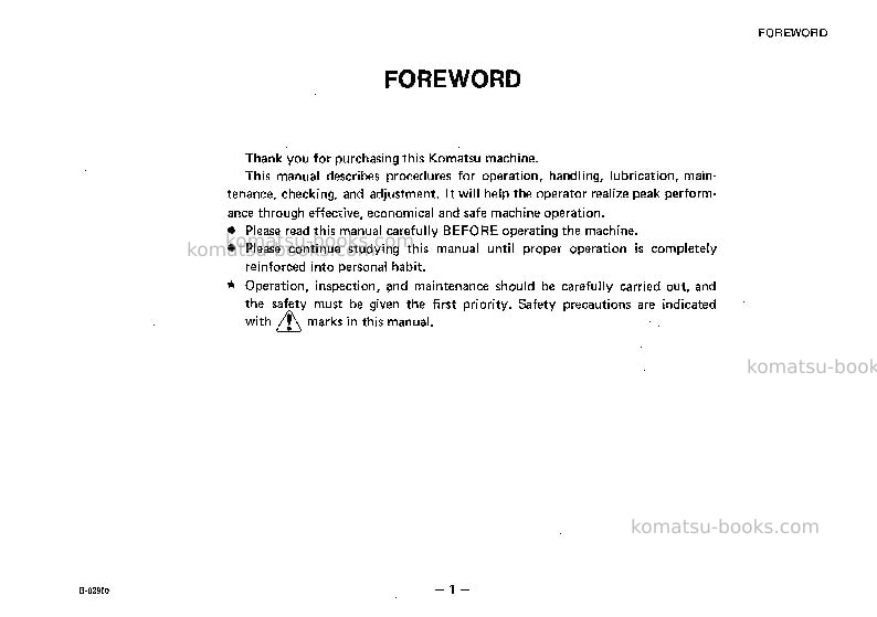 Komatsu gd600r-1jpn Operation manual cover Page 2 Komatsu gd600r-1jpn Operation manual cover Page 2
