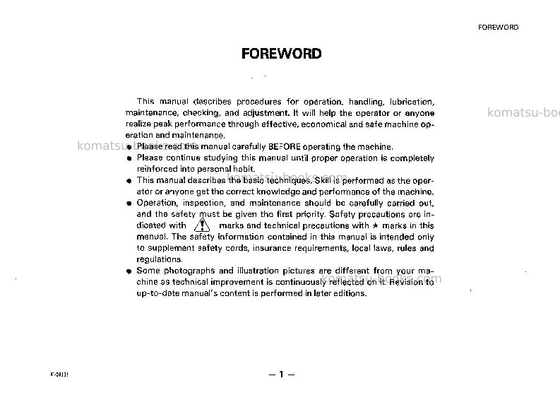 Komatsu gd655r-2jpn Operation manual cover Page 2 Komatsu gd655r-2jpn Operation manual cover Page 2