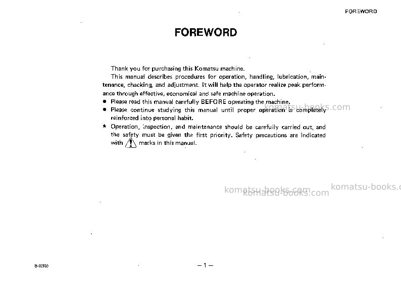 Komatsu gd605a-1jpn Operation manual cover Page 2 Komatsu gd605a-1jpn Operation manual cover Page 2