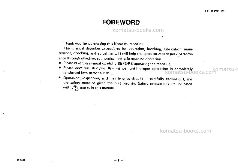 Komatsu gd705r-2jpn Operation manual cover Page 2