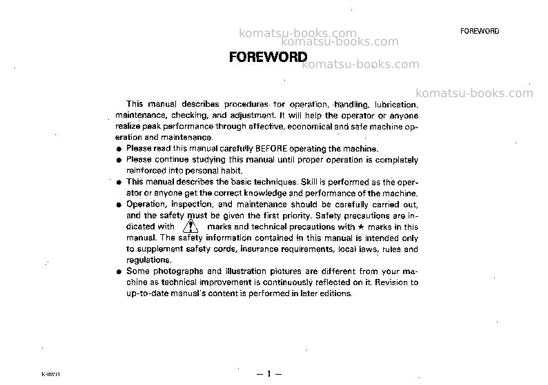 Komatsu gd505a-2jpn Operation manual cover Page 2 Komatsu gd505a-2jpn Operation manual cover Page 2
