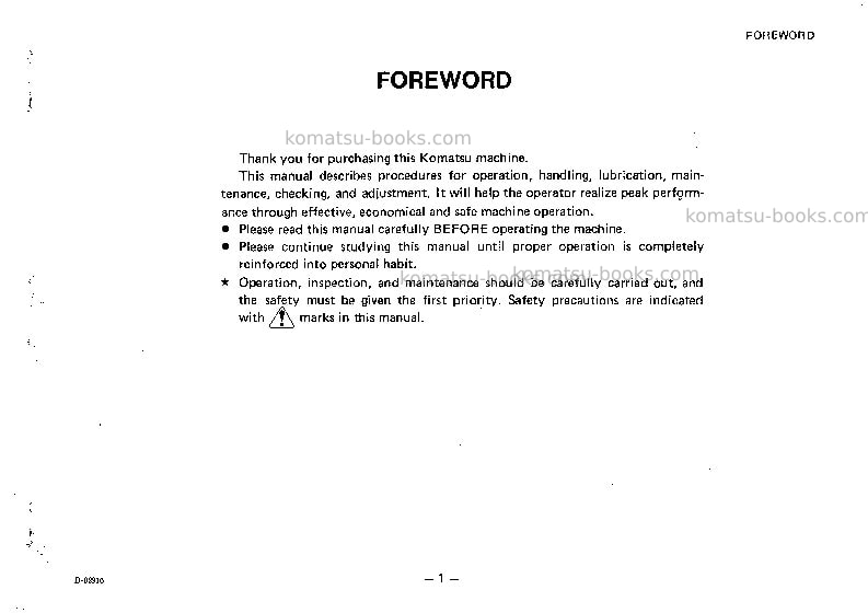 Komatsu wf22t-2jpn Operation manual cover Page 2