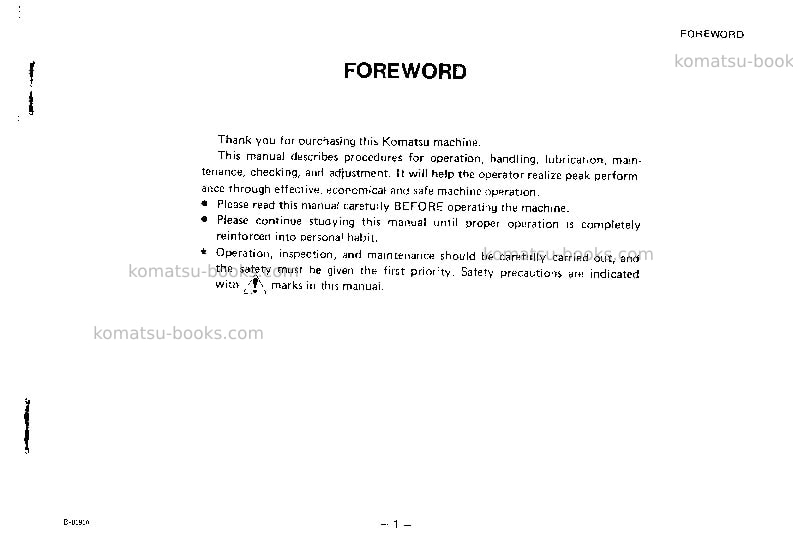 Komatsu hd320-3jpn Operation manual cover Page 2 Komatsu hd320-3jpn Operation manual cover Page 2