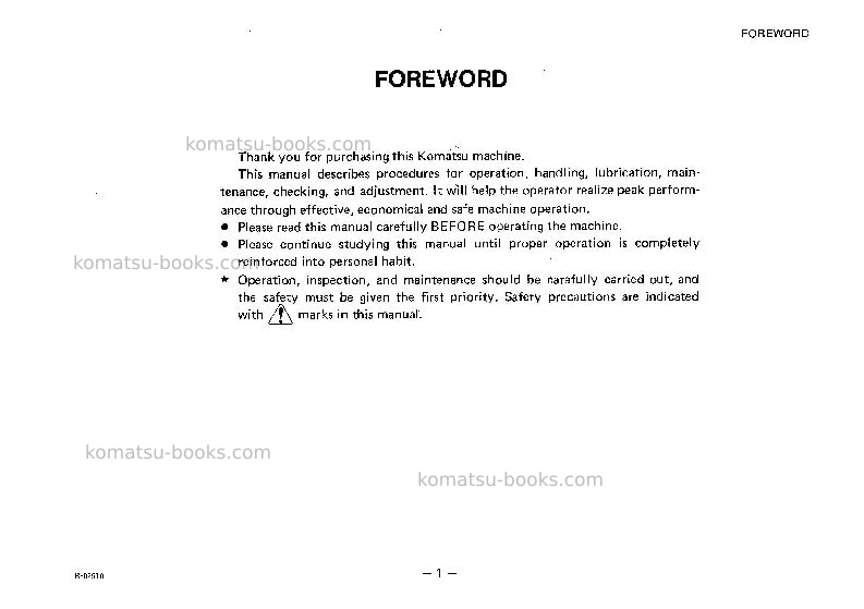 Komatsu ec170v-1jpn Operation manual cover Page 2 Komatsu ec170v-1jpn Operation manual cover Page 2