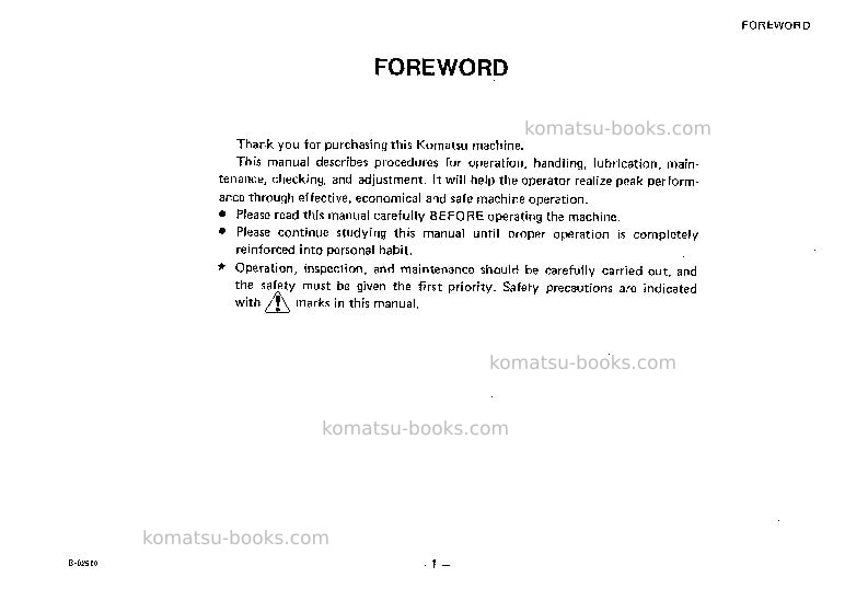 Komatsu ec75z-2jpn Operation manual cover Page 2 Komatsu ec75z-2jpn Operation manual cover Page 2