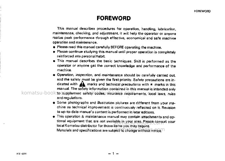 Komatsu gd511r-1jpn Operation manual cover Page 2 Komatsu gd511r-1jpn Operation manual cover Page 2