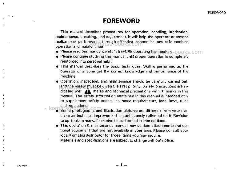 Komatsu gd621a-1jpn Operation manual cover Page 2 Komatsu gd621a-1jpn Operation manual cover Page 2