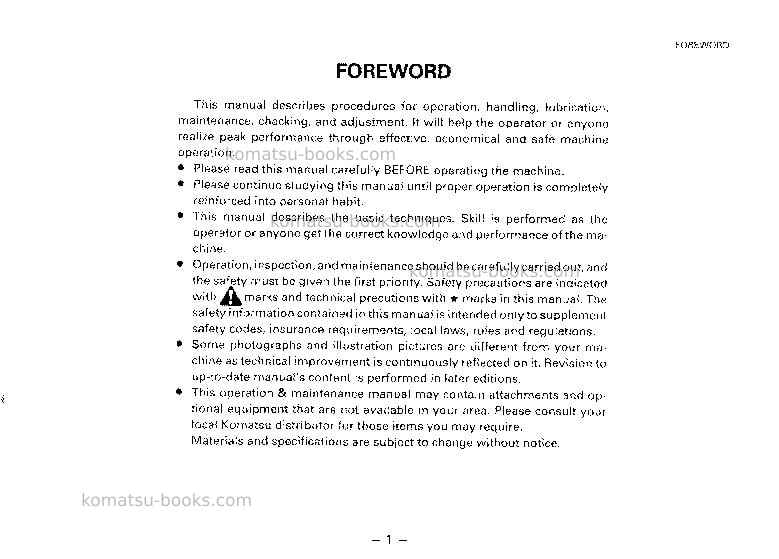 Komatsu gd621r-1jpn Operation manual cover Page 2 Komatsu gd621r-1jpn Operation manual cover Page 2
