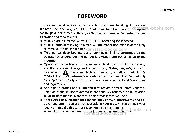 Komatsu gd625a-1jpn-c Operation manual cover Page 2 Komatsu gd625a-1jpn-c Operation manual cover Page 2