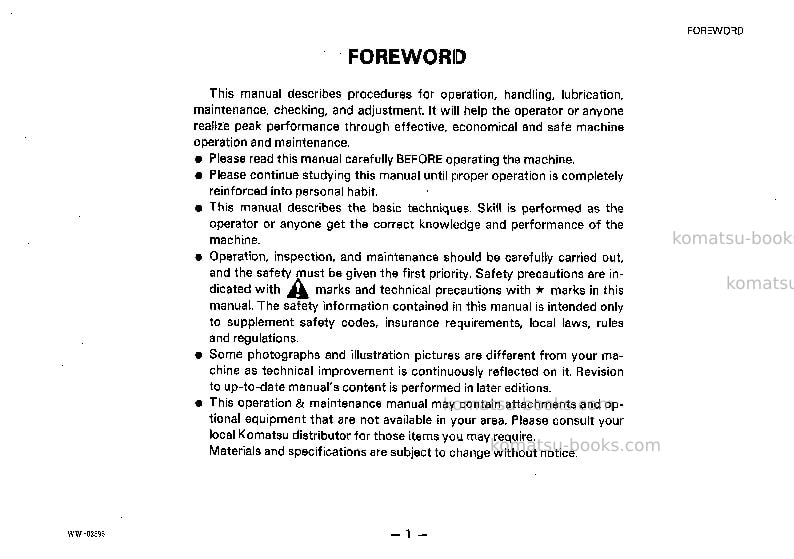 Komatsu gd615a-1jpn Operation manual cover Page 2