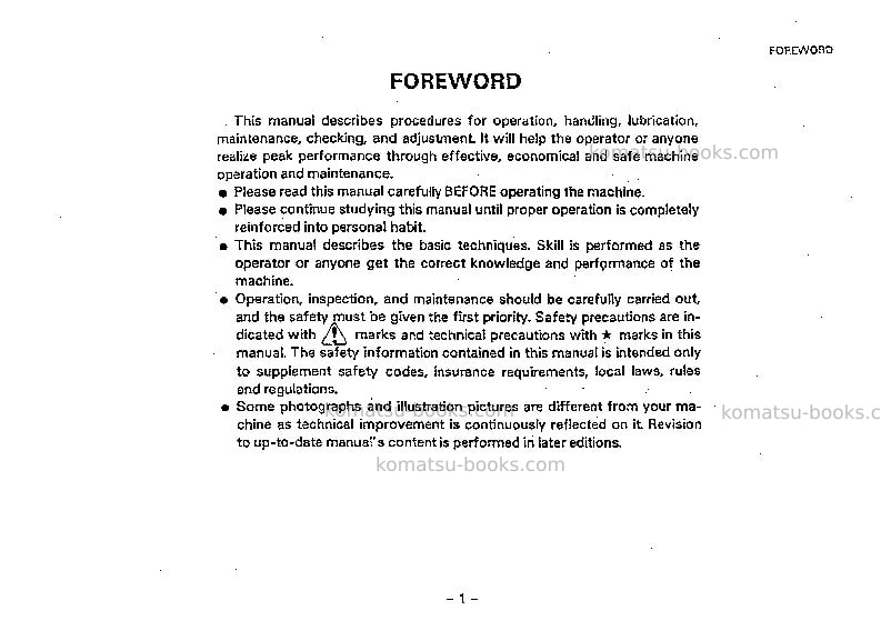 Komatsu hs600s-2jpn Operation manual cover Page 2 Komatsu hs600s-2jpn Operation manual cover Page 2