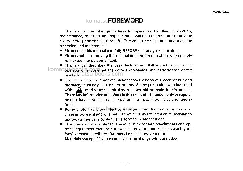Komatsu d37e-2jpn Operation manual cover Page 2