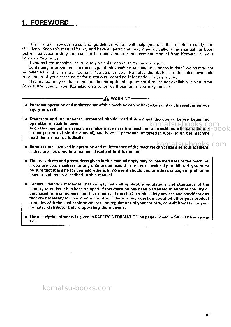 Komatsu d58e-1jpn Operation manual cover Page 2 Komatsu d58e-1jpn Operation manual cover Page 2