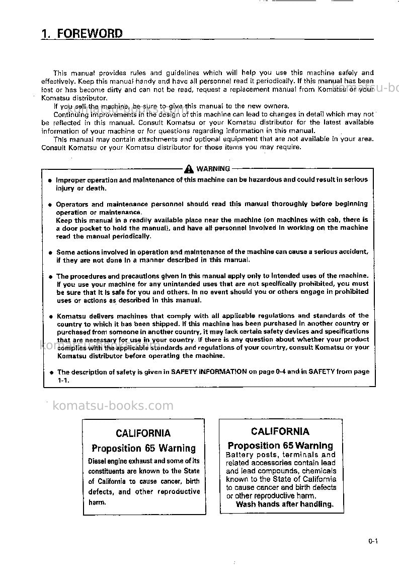 Komatsu wf550a-3jpn Operation manual cover Page 2