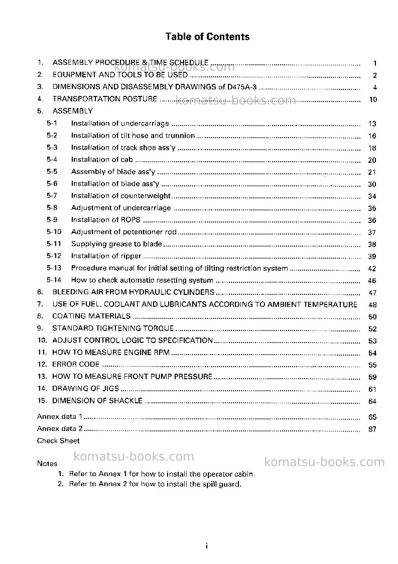 Komatsu d475a-3jpn Field assembly manual cover Page 2